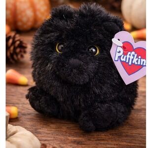 Vintage Swibco Puffkins Shadow Black Cat Plush Beanie 4" 1994 Toy